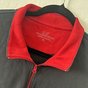 Vineyard Vines Quarter Zip Pullover XL Black Red Pima Cotton Long Sleeve Casual
